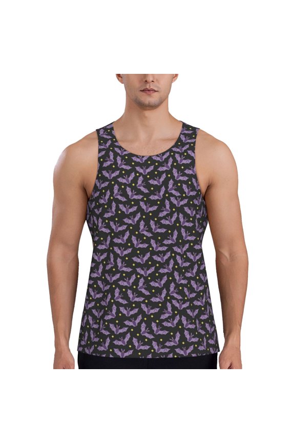 Bat Purple for Men's Workout Tank Top Sleeveless Shirts Quick Dry for Men-3X-Large
