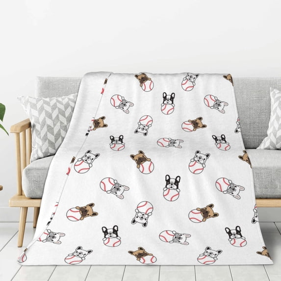 Hirioo Bbaseball Dog for Flannel Blanket, Cozy and Warm Throw for Bed or Couch ,Perfect for All Seasons-50"x40"