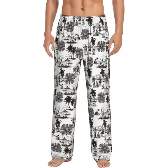 Hirioo Beach for Men's PJ Pajama Pants Sleep Pants Men's Home Trousers with Pockets,S-3XL-3X-Large