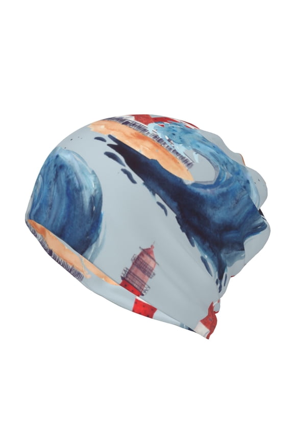 Beacon In The Huge Waves Of The Surf for Multifunction Beanie Hat for Men and Women Unisex for Winter Sports, Outdoor Activities, and Daily Wear