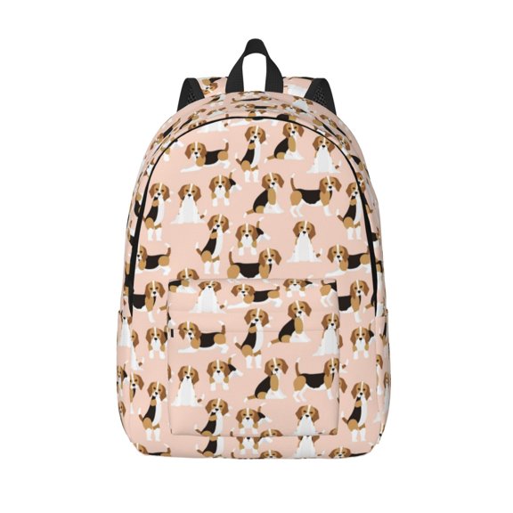 Hirioo Beagle Dog On Brown Canvas Backpack, Durable Travel Backpack with Multiple Compartments,Large Capacity, Backpack for School, Hiking, Work
