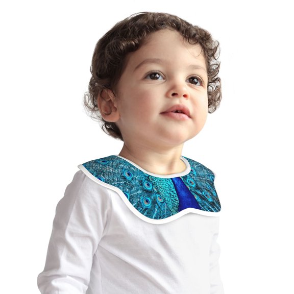 Hirioo Beautiful Blue Peacock for Baby Cotton Petal Bib Drool Bibs for Baby Boy Unisex