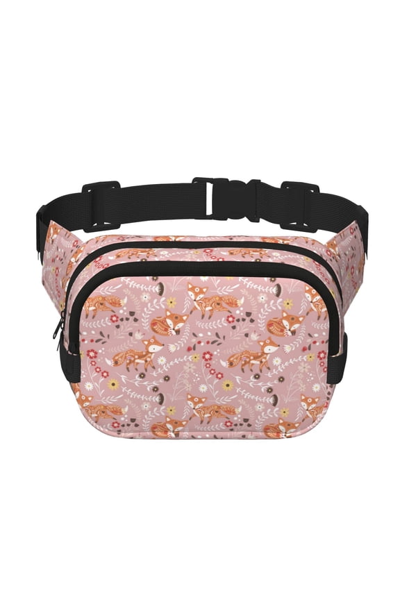 Beautiful Fox for Double Layer Waist Bag Adjustable Fanny Pack For Travel Running Hiking