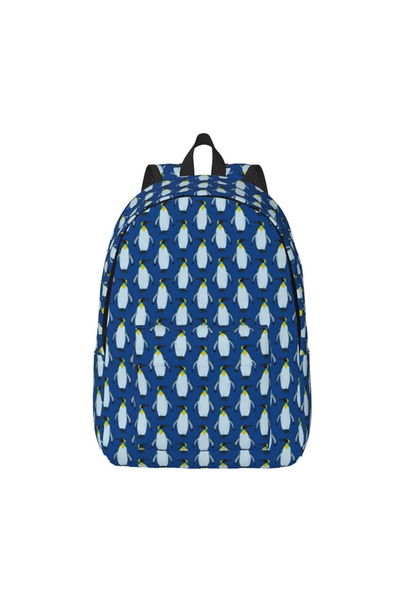 Beautiful King Penguin Pattern Canvas Backpack, Durable Travel Backpack with Multiple Compartments,Large Capacity, Backpack for School, Hiking, Work