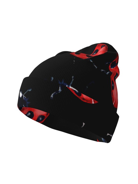 Beautiful Red Ladybug for Men's Knit Cuffed Beanie for Outdoor Activities Unisex
