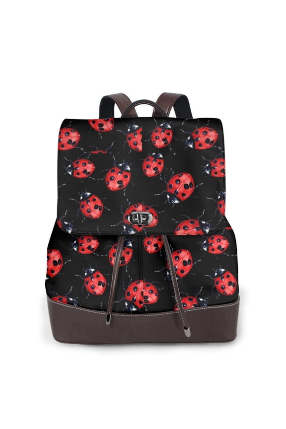 Beautiful Red Ladybug for Womens Backpack Leather Backpack for Women Travel Fashion Bags,Perfect for Work, School, or Casual Outings