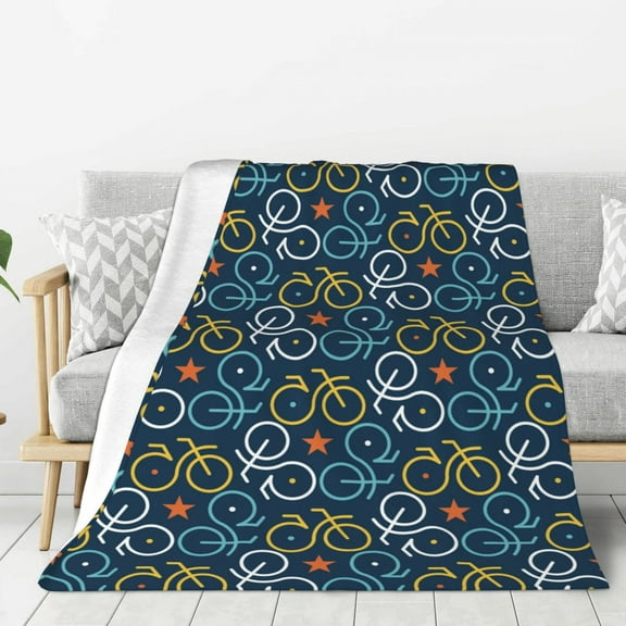 Hirioo Bicycle Colorful for Flannel Blanket, Cozy and Warm Throw for Bed or Couch ,Perfect for All Seasons-40"x30"