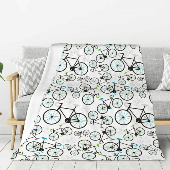 Hirioo Bicycle for Flannel Blanket, Cozy and Warm Throw for Bed or Couch ,Perfect for All Seasons-60"x50"