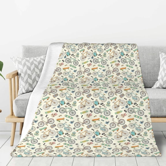 Hirioo Bicycles And Boards for Flannel Blanket, Cozy and Warm Throw for Bed or Couch ,Perfect for All Seasons-50"x40"