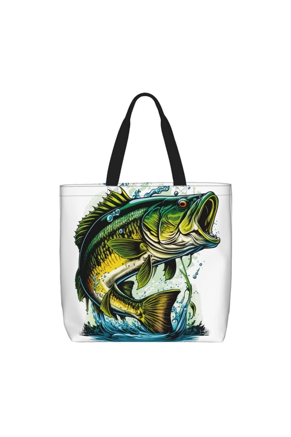 Big bass fish for Tote Bag for Women, Quilted Shoulder Bag with Zipper, Large Capacity Handbags for Casual, Travel, Work