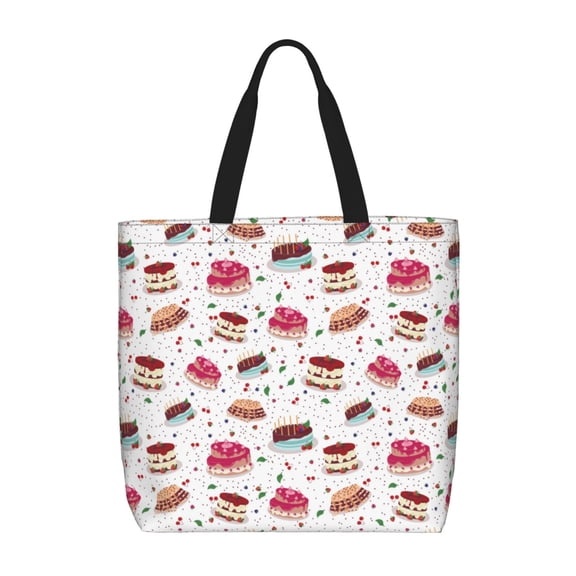 Hirioo Birthday Cake for Tote Bag for Women, Quilted Shoulder Bag with Zipper, Large Capacity Handbags for Casual, Travel, Work