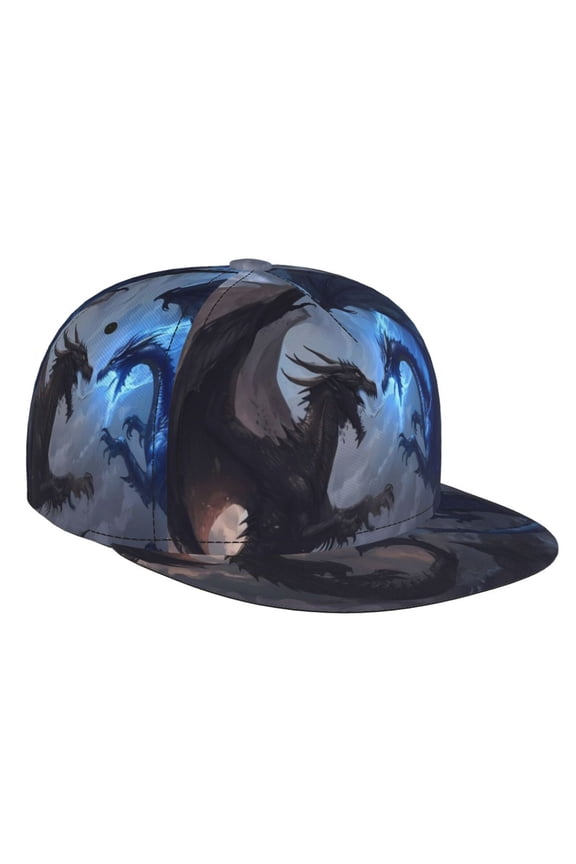 Black And Blue Lightning Dragon for Baseball Cap Men Cap Flat Brim for Men Women Teens Adjustable Baseball Cap