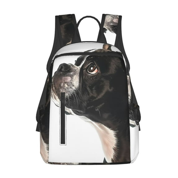 Hirioo Black And White Boston Terrier for Lightweight Backpack, Durable and Comfortable, Ideal for Travel, School, Hiking, and Everyday Use