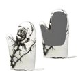thumbnail image 1 of Hirioo Black And White Rose for Silicone Oven Mitts for BBQ, Baking, Cooking, Set of 2, Heat Resistant 260℃, Non-Slip Kitchen Essentials, 1 of 6