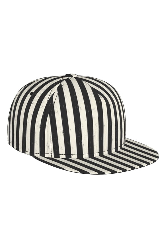 Black And White Thick Stripes for Baseball Cap Men Cap Flat Brim for Men Women Teens Adjustable Baseball Cap