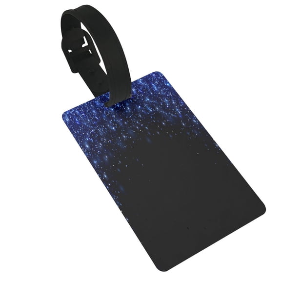 Hirioo Black Blue Glitter Sparkles for Luggage ID Tag with Adjustable Strap Travel Baggage Bag Tags Suitcase Identify Labels for Women Men