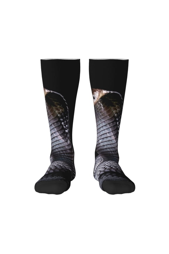 Black Cobra Snake for Adult Stockings Breathable Sock Non-Pilling,Contrasting Color Design