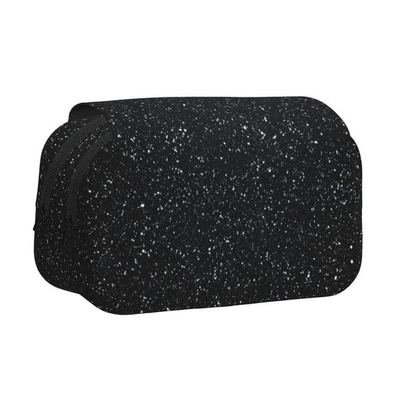 Hirioo Black Glitter for Large Grid Mesh Pencil Case with Zipper Stationery Organizer Case