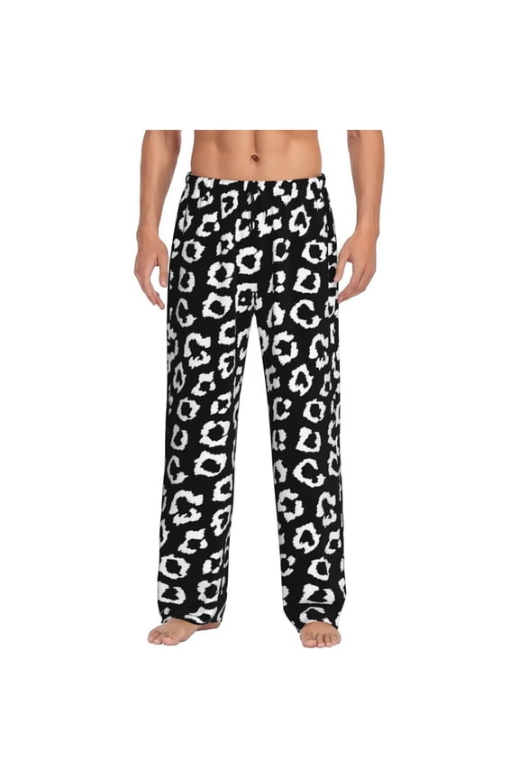 Black Leopard for Women's PJ Pajama Pants Sleep Pants Women's Home Trousers with Pockets,S-3XL-Large