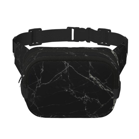 Hirioo Black Marble Texture Abstract for Double Layer Waist Bag Adjustable Fanny Pack For Travel Running Hiking