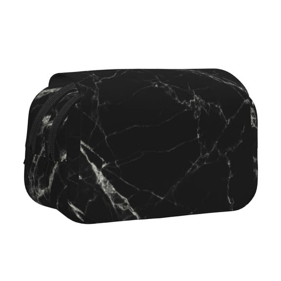 Hirioo Black Marble Texture Abstract for Large Grid Mesh Pencil Case with Zipper Stationery Organizer Case