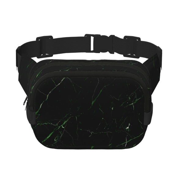 Hirioo Black Marble for Double Layer Waist Bag Adjustable Fanny Pack For Travel Running Hiking
