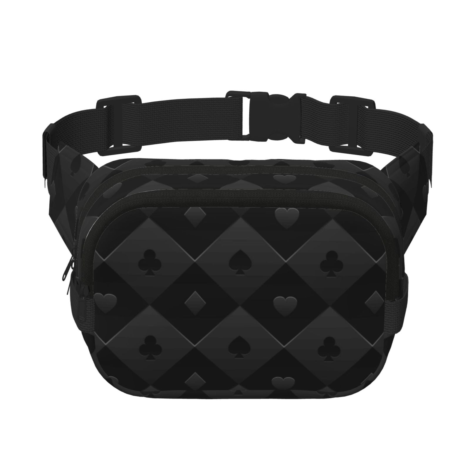 Hirioo Black Poker for Double Layer Waist Bag Adjustable Fanny Pack For Travel Running Hiking