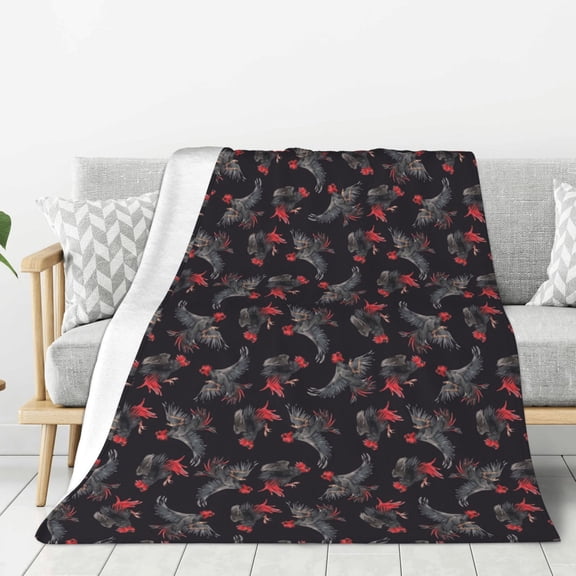 Hirioo Black Roosters for Flannel Blanket, Cozy and Warm Throw for Bed or Couch ,Perfect for All Seasons-40"x30"