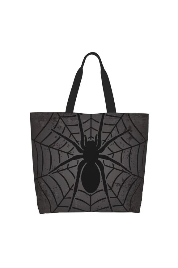 Black Spider On Web 1 for Single Shoulder Shopping Bag,Eco-Friendly Tote with Large,Perfect for Groceries, Travel, and Daily Use