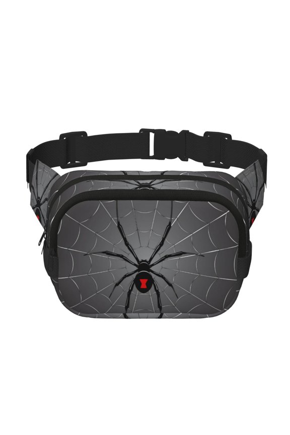Black Spider On Web for Double Layer Waist Bag Adjustable Fanny Pack For Travel Running Hiking