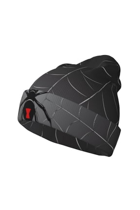 Black Spider On Web for Men's Knit Cuffed Beanie for Outdoor Activities Unisex