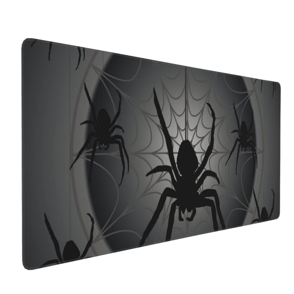 Hirioo Black Spiders for Mouse Pad ,Anti-Slip Base, Durable Stitched Edges, Perfect for Gaming, Office, and Home Use,16x35.5in