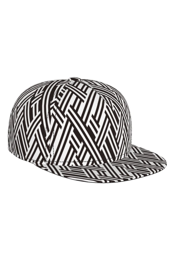 Black White Stripes for Baseball Cap Men Cap Flat Brim for Men Women Teens Adjustable Baseball Cap