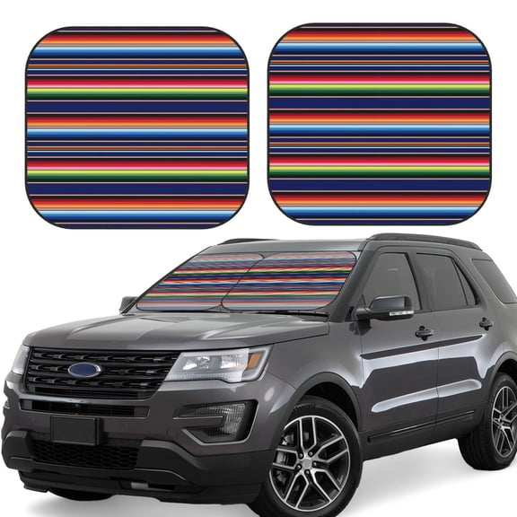 Hirioo Blanket stripes for 2PCS Windshield Sun Shade Foldable | Front Windshield Shade for Sun, Heat and UV Rays-Large