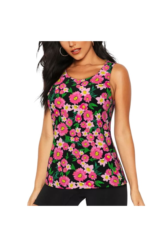 Blooming Meadow for Women's Workout Tank Top Sleeveless Workout Tops Athletic Gym Shirts-Large
