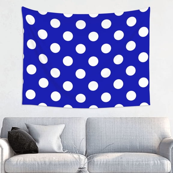 Hirioo Blue And White Polka Dot Print Tapestry Lightweight Fabric for Bedroom Aesthetic Home Wall Dorm Décor Living Room Decor 29x37 Inch