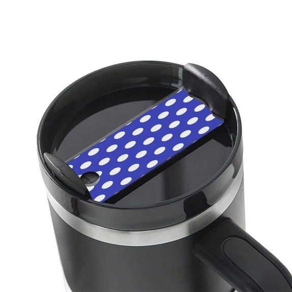 Hirioo Blue And White Polka Dot for Stanley Cup Lid Nameplate Personalized Acrylic Nameplate Tumbler Lid Topper(30oz , 40oz)