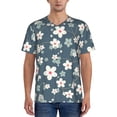 thumbnail image 1 of Hirioo Blue Flower for Men's Baseball T-shirt Shirts Short Sleeve Casual Summer Button Stretch T Shirts,Size S-4XL-Medium, 1 of 7