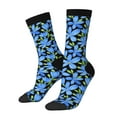 thumbnail image 1 of Hirioo Blue Flowers Pattern Adult Middle Tube Socks Breathable Sock Non-Pilling,Contrasting Color Design, 1 of 6
