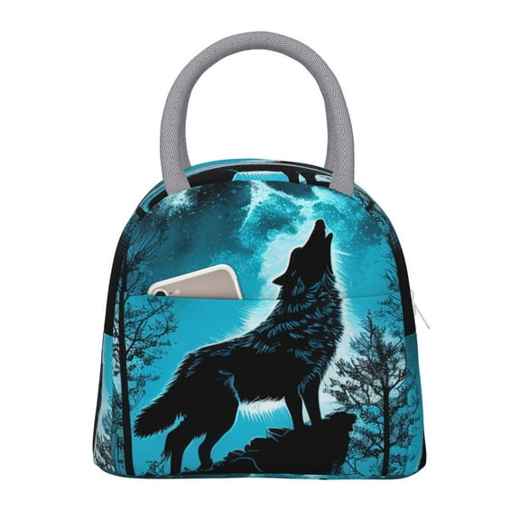 Hirioo Blue Full Moon Wolf for Eco-friendly Lunch Box,Leakproof Lunch Box for School, Work, Travel, and Picnics,Perfect for Meal Prep