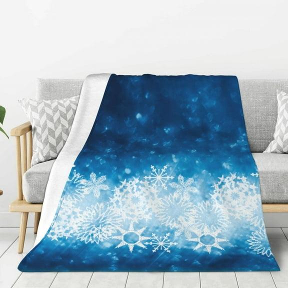 Hirioo Blue Glitter Sparkles for Flannel Blanket, Cozy and Warm Throw for Bed or Couch ,Perfect for All Seasons-40"x30"
