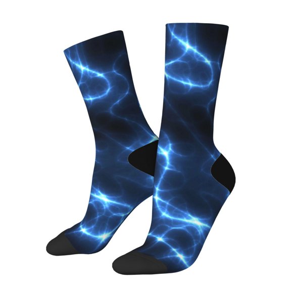 Hirioo Blue Lightning Pattern Adult Middle Tube Socks Breathable Sock Non-Pilling,Contrasting Color Design