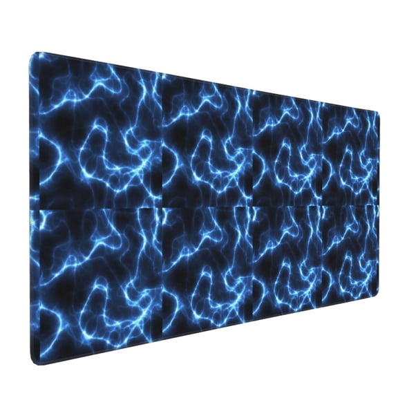 Hirioo Blue Lightning for Mouse Pad ,Anti-Slip Base, Durable Stitched Edges, Perfect for Gaming, Office, and Home Use,16x35.5in