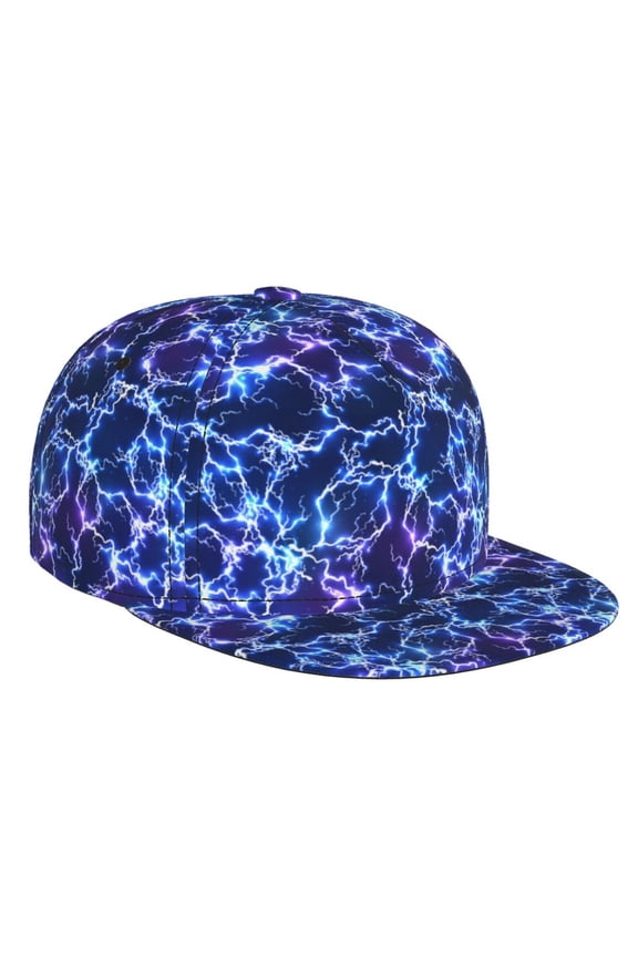 Blue Lightning1 for Baseball Cap Men Cap Flat Brim for Men Women Teens Adjustable Baseball Cap