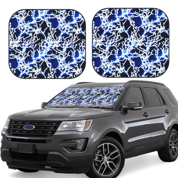 Hirioo Blue Lightning2 for 2PCS Windshield Sun Shade Foldable | Front Windshield Shade for Sun, Heat and UV Rays-Medium