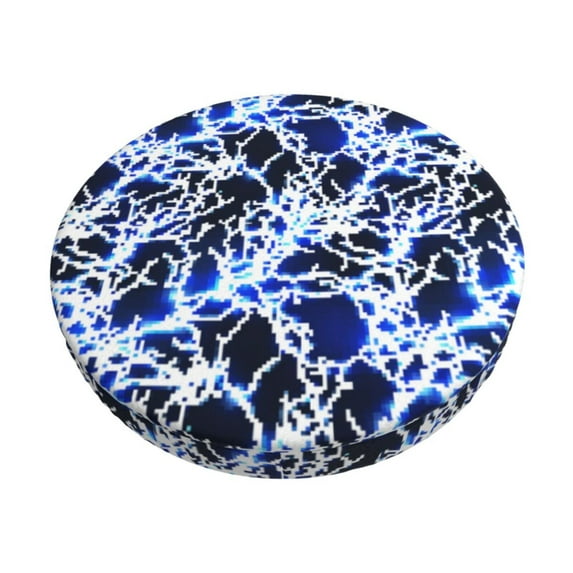 Hirioo Blue Lightning2 for Round Bar Stool Seat Covers Washable Stool Cushion Slipcover Elastic Bar Chair Covers for 12-14 Inch Chair-13 inch