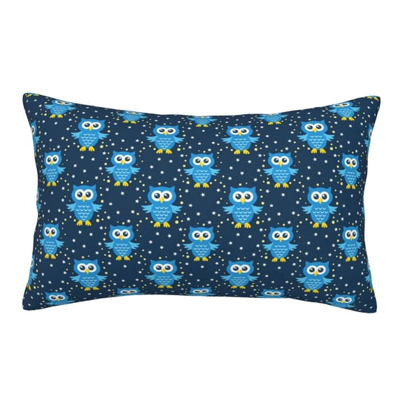 Hirioo Blue Owl for Plush Pillow Cover for Bedroom and Living Room ,Elegant, Comfortable Home Decor-14"x20"