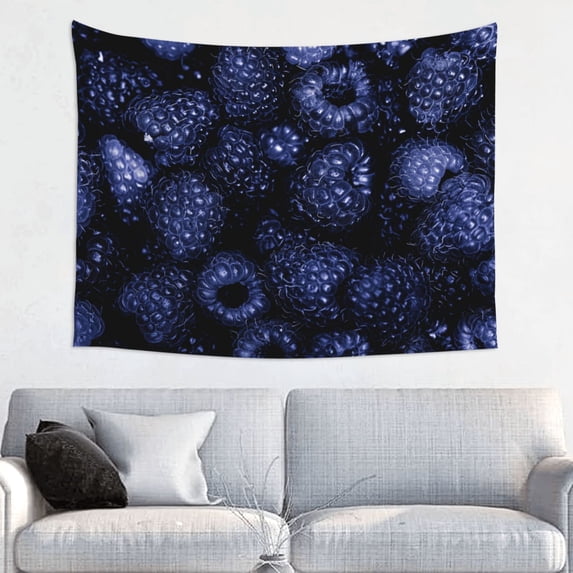 Hirioo Blue-Purple Raspberries Print Tapestry Lightweight Fabric for Bedroom Aesthetic Home Wall Dorm Décor Living Room Decor 29x37 Inch