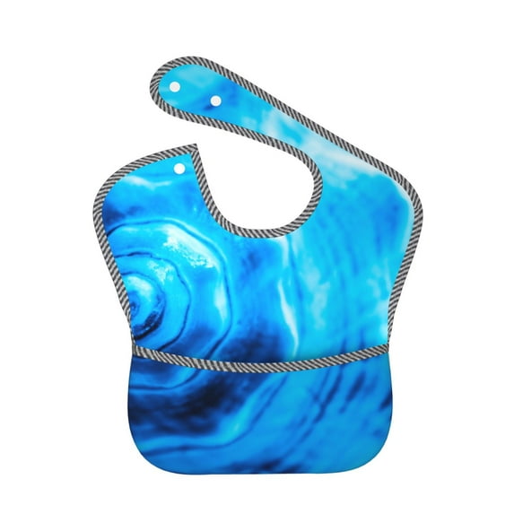Hirioo Blue Shell for Baby Waterproof Pocket Bib Adjustable Closed for Babies Toddlers with Large Pocket 6-24Months