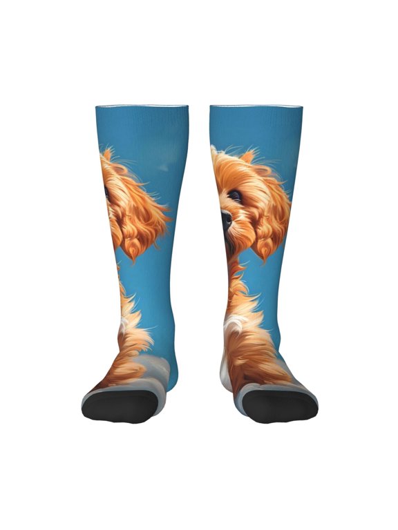Blue Sky Cloud Puppy for Adult Stockings Breathable Sock Non-Pilling,Contrasting Color Design
